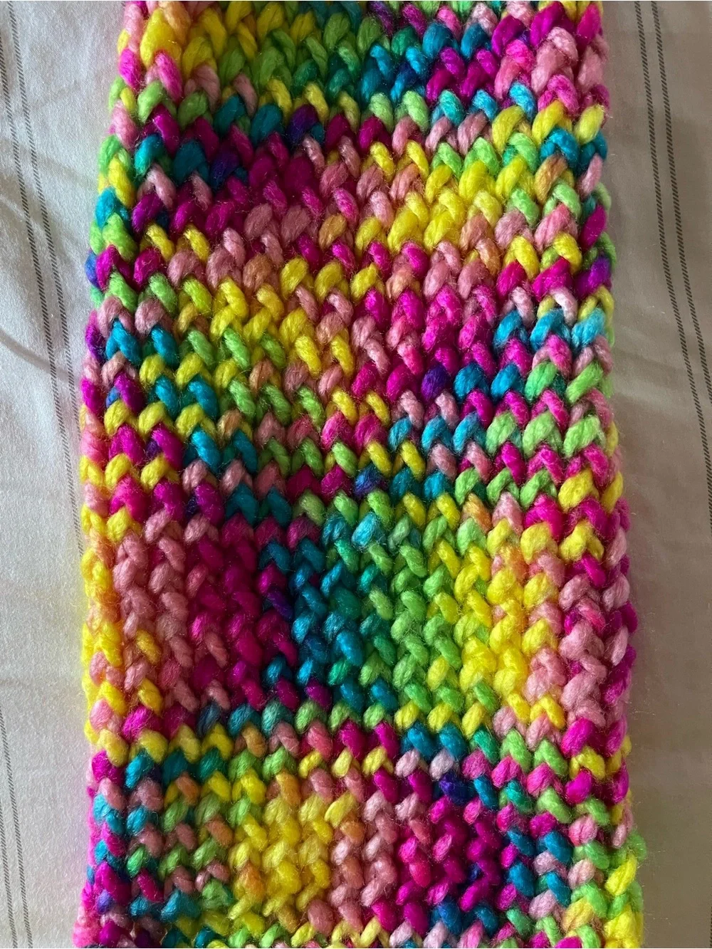 Handmade Knit Colorful Rainbow Mini Scarf